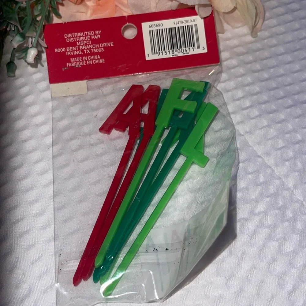 Celebrate It Chritsmas Holiday Toppers New FALALALA 8 Pc Green Red Cupcakes Cake